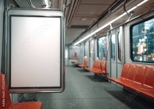  blank poster on a subway train wall mockup 
