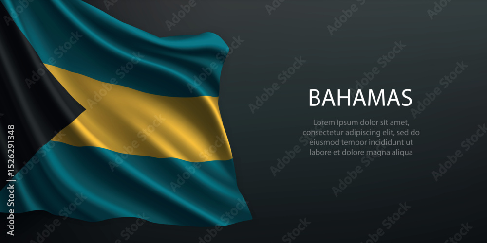Fototapeta premium Bahamas national flag waving on dark background