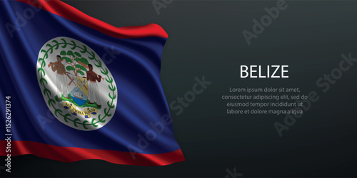 Belize national flag waving on dark background photo