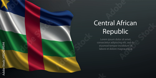 Central African Republic national flag waving on dark background