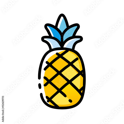 Bright and colorful pineapple illustration showcasing tropical vibes and summer fun in a vibrant style