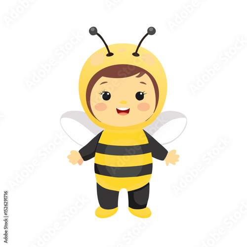 Cute cartoon child dressed as a bee showcasing playful innocence and creative costume design for festivals or events