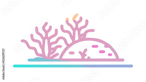Colorful underwater coral reef illustration showcasing vibrant marine life in a serene aquatic setting