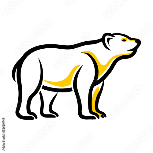 Bold polar bear illustration in a dynamic pose showcases wildlife artistry with vibrant colors