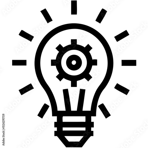 Light bulb with gear symbolizing innovation and creativity in a business environment during daytime brainstorming session