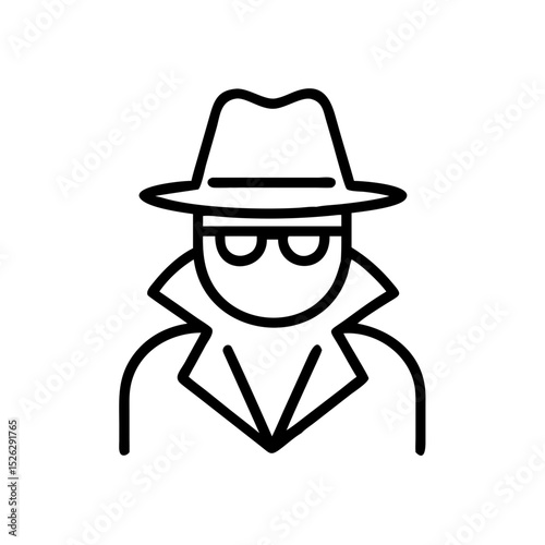 Mysterious figure wearing a fedora hat and trench coat in a shadowy urban environment during night time