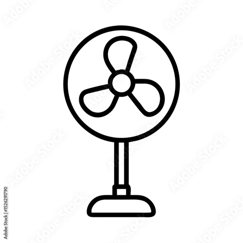 Stylish standing fan designed for home use, providing cool air during warm summer days in a modern living space