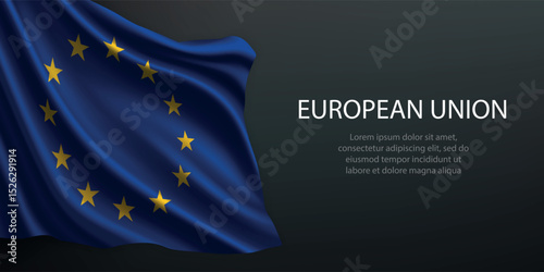 European Union national flag waving on dark background