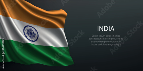 India national flag waving on dark background