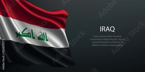 Iraq national flag waving on dark background