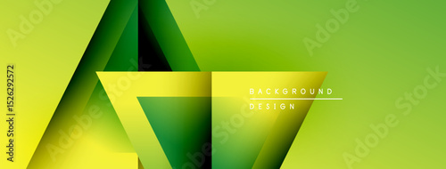 Abstract geometric design. Green, yellow gradients create layered shapes. Modern background suitable for banners, presentations.