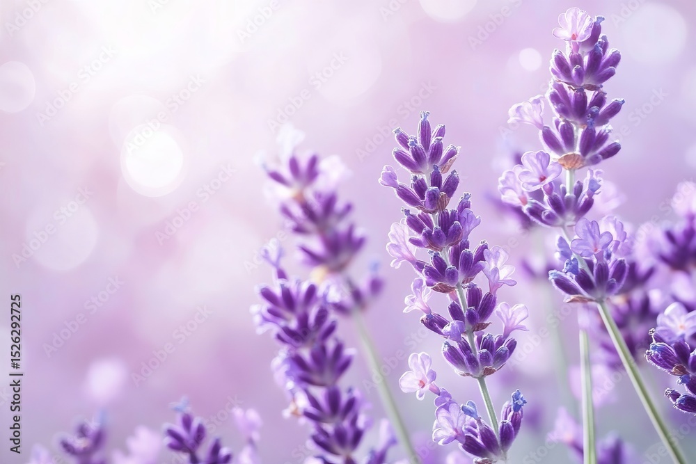 lavender flowers blooming in soft sunlight with dreamy purple bokeh background lavender flowers blooming in soft sunlight with dreamy purple bokeh background
