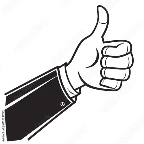 Business Hand Gesture Thumbs Up in Silhouette Style