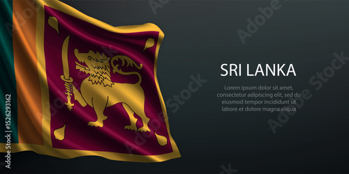 Sri Lanka national flag waving on dark background