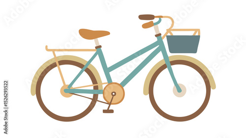 Classic vintage bicycle with a wicker basket parked beside a sidewalk under bright sunlight during a sunny day