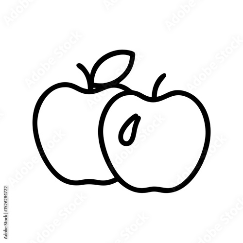 Fresh apples with a leaf on one, a healthy snack option in a minimalist style illustration