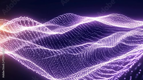 3D mesh wave landscape purple wireframe on dark background loop