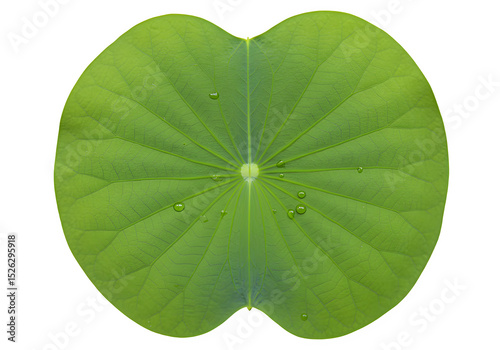 Lotus leaf isolated on white or transparent background. PNG, top view photo