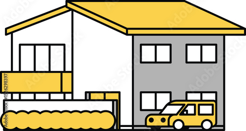 Single house, simple line drawing illustration