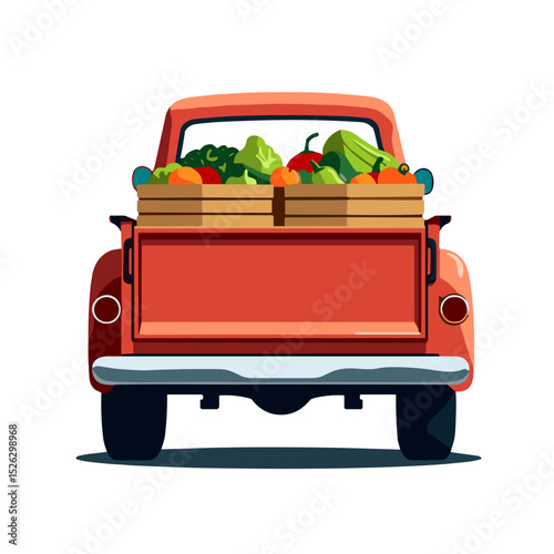 Colorful truck bed filled with produce boxes, abundance and gratitude