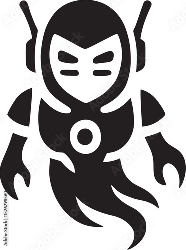Vector of cute floating robot ghost. 