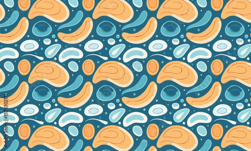 Funky retro abstract seamless pattern in 70s style