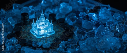 Crystal Castle Treasure Hunt. Coins, Gems, and a Mystical Kingdom on the Map.