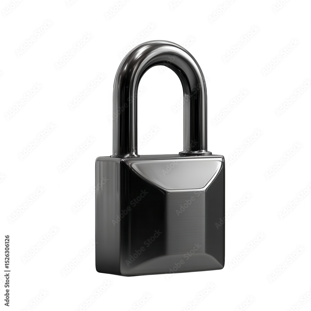 Sleek Black Padlock Security Symbol Protection Privacy, isolated on transparent background, perfect cutout, PNG Sleek Black Padlock Security Symbol Protection Privacy, isolated on transparent background, perfect cutout, PNG