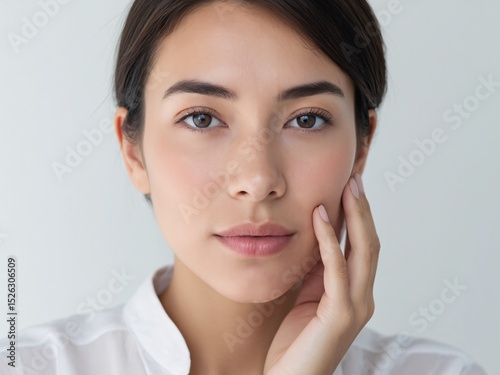 Close-up of woman with smooth, hydrated skin