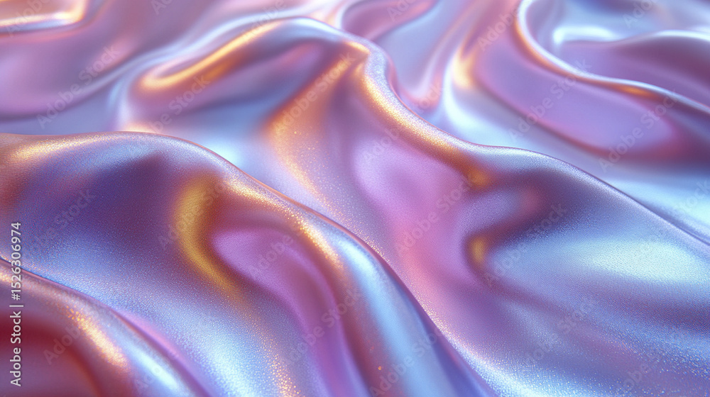 Obraz premium Iridescent liquid texture with flowing metallic surface in soft pastel colors