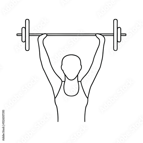 Woman weightlifting barbell line drawing fitness exercise