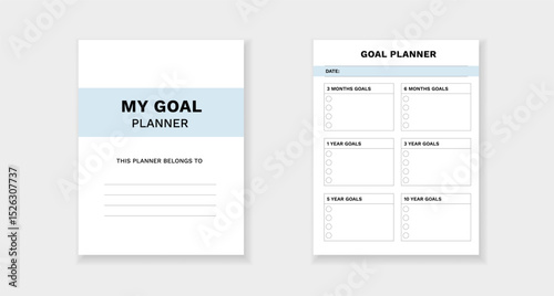 Form template for organizing and tracking personal goals with sections for specific time frames.