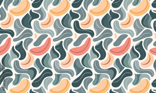 Modern abstract seamless pattern with organic shapes in muted colors
