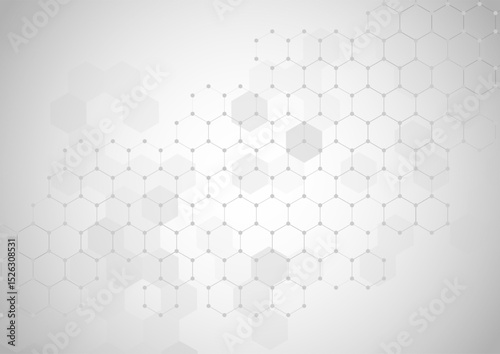 Abstract background with hexagonal grid design with dots
