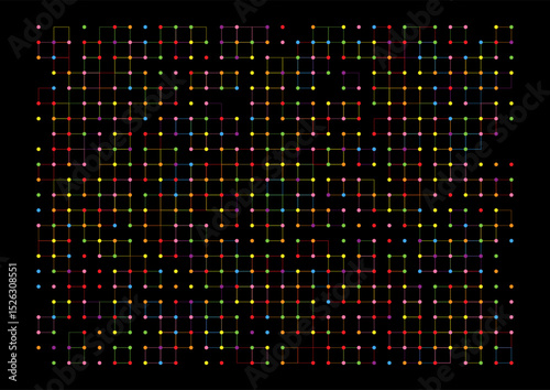 Abstract background with grid and colourful dots design 
