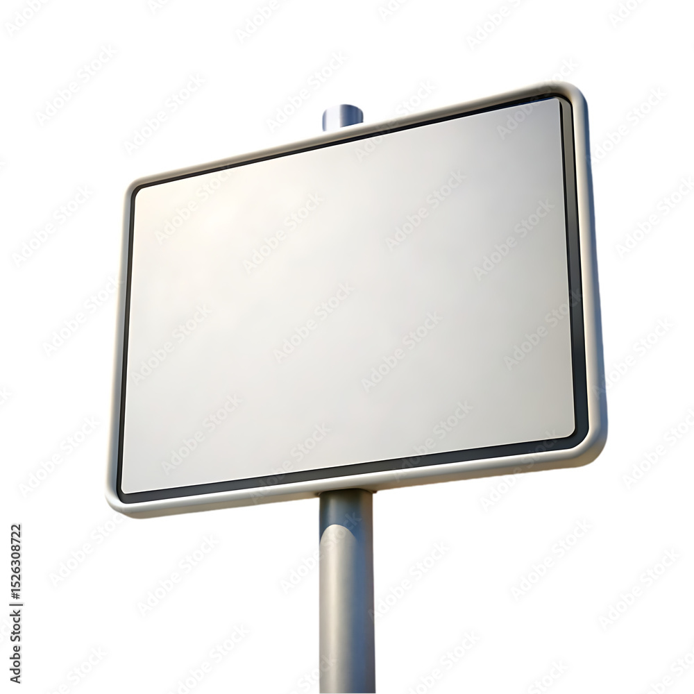 Obraz premium Blank Road Sign: White Rectangular Traffic Sign Template for Advertisement, Announcement, or Direction