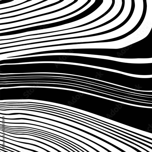 Abstract background with warped black and white striped pattern
