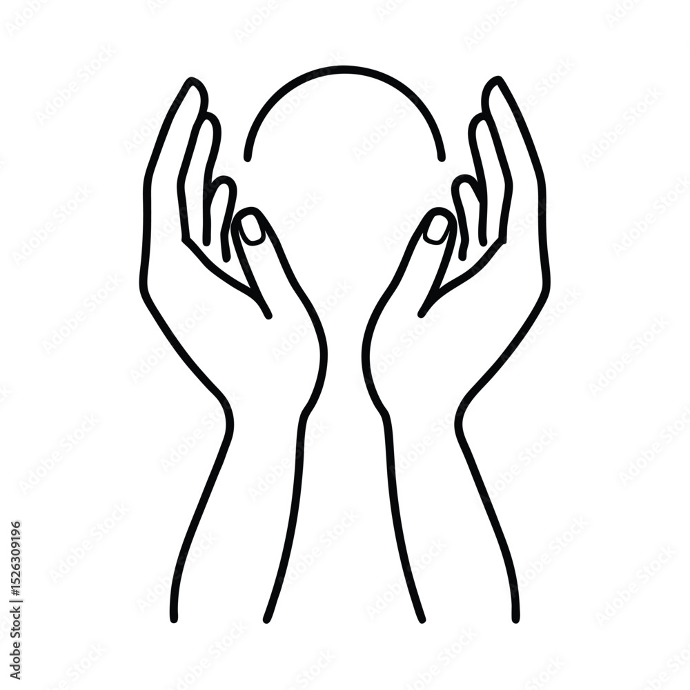 Obraz premium Protective hands line drawing minimalist design