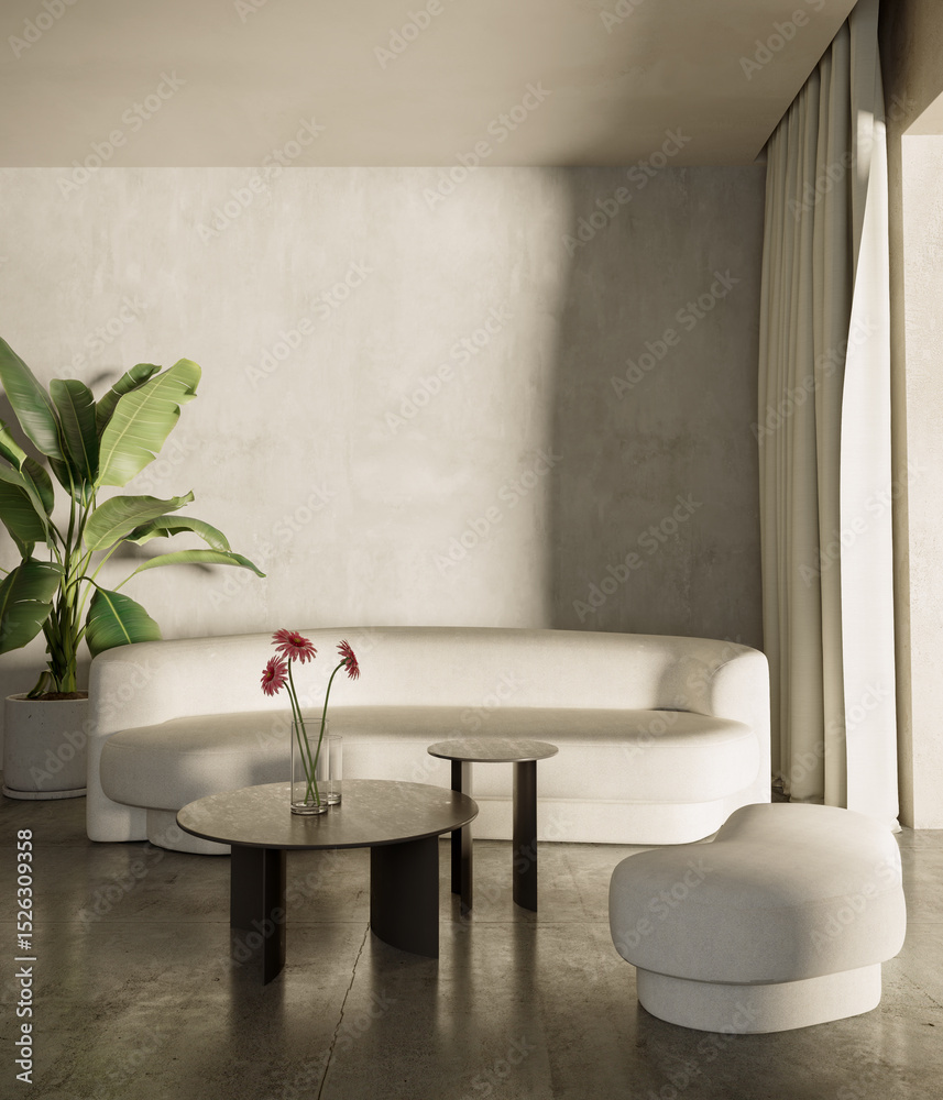 Fototapeta premium Large luxury modern bright interiors Living room mockup illustration 3D rendering image