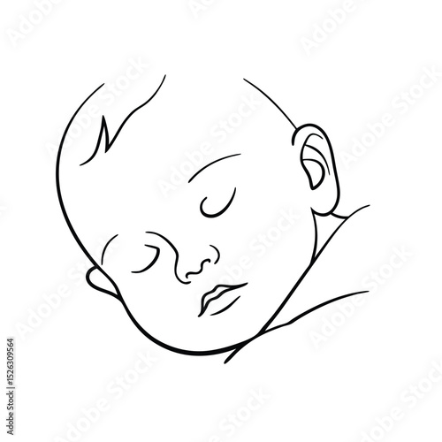 Sleeping baby line drawing infant child innocence sweet dreams