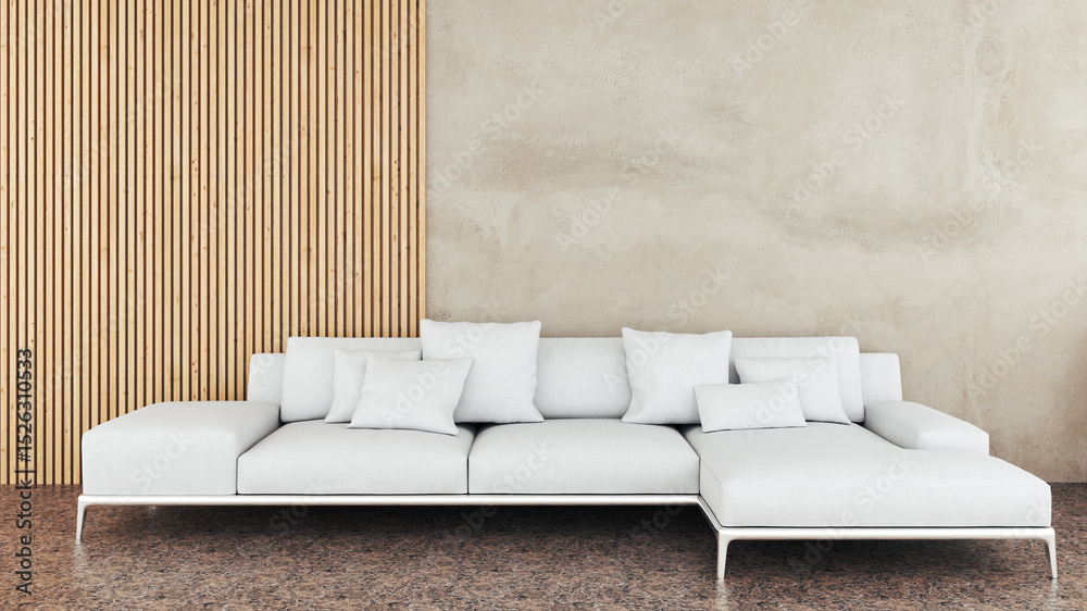 Fototapeta premium Large luxury modern bright interiors Living room mockup illustration 3D rendering image