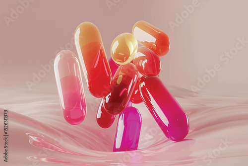 Pink and white plastic spoons isolated on a white background