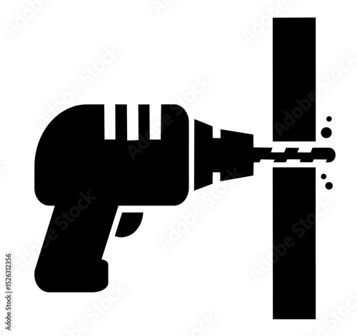 Electric Drill Drilling Through Wall – Wall Installation, Repair Process, Handy Equipment for Builders, Mechanics, Craftsmen and Interior Fixing