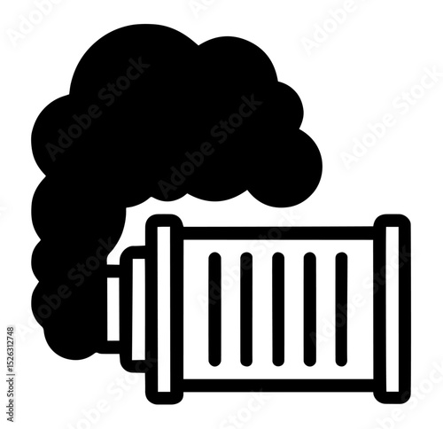 Factory Chimney Emitting Thick Smoke – Industrial Pollution, Air Emissions, Environmental Impact, Climate Change, Heavy Manufacturing, Energy Production, Ecological Crisis, Air Quality Awareness
