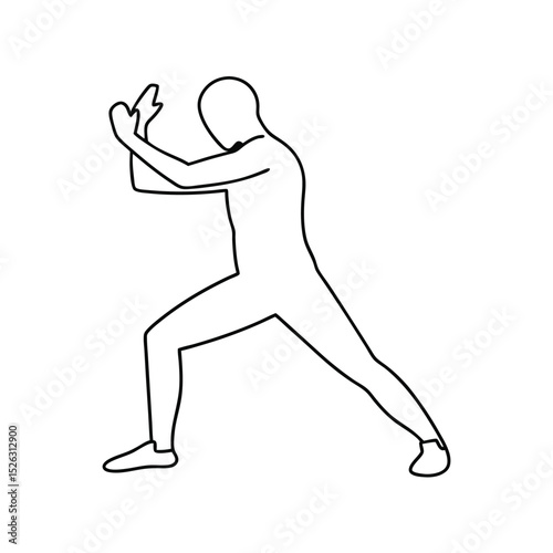Line drawing of person in defensive stance martial arts pose