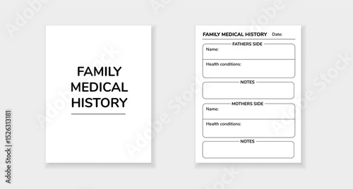 Form for family medical history. includes sections for details on father's and mother's health.
