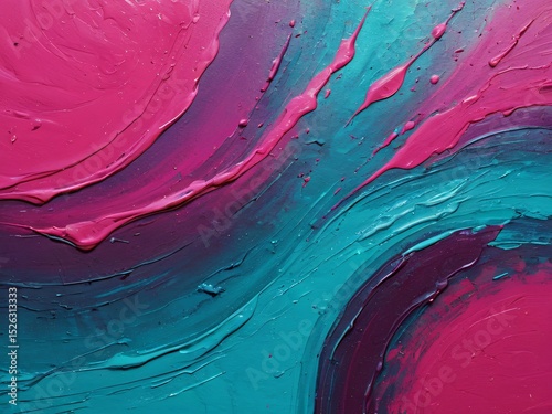 Jewel-toned abstract oil painting, flowing with brilliance