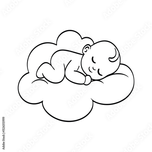 Sleeping Baby on Cloud, Sweet Dreams, Infant Rest, Peaceful, Cute