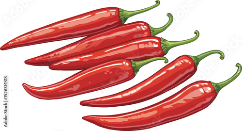 Red Chili in white background Illustration vector design, Red Chili vector design