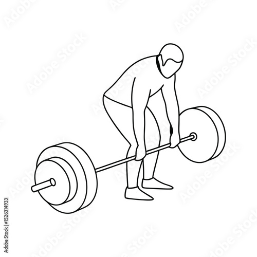Man lifting weights line drawing fitness exercise workout gym